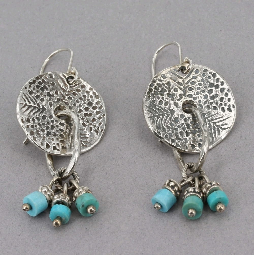 Rare Silpada "Shake, Rattle & Roll" Sterling Silver Turquoise Earrings W1557 - Picture 2 of 8